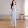 French Retro Floral Midi Dress - Elegant Ruffle Skirt for Summer Vacation