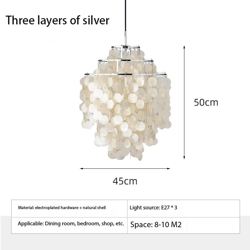 Romantic Led Shell Chandelier Modern Simple Pendent Lamp Natural Shell Wind Chime Lamp Villa Restaurant Suspended Hanging Lamp
