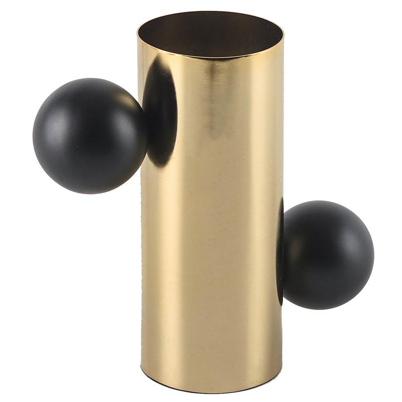Light Luxury Metal Cylindrical Bead Dot Flower Arrangement Ornaments Model Room Desktop Vase Designer Art Soft Decoration