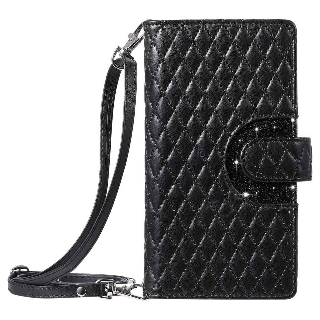 Crossbody Cards Solt Wallet Leather Bling Zipper Bag Purse Case For iPhone 15 16 Pro Max 14 13 12 11 XS XR Plus Glitter Cover