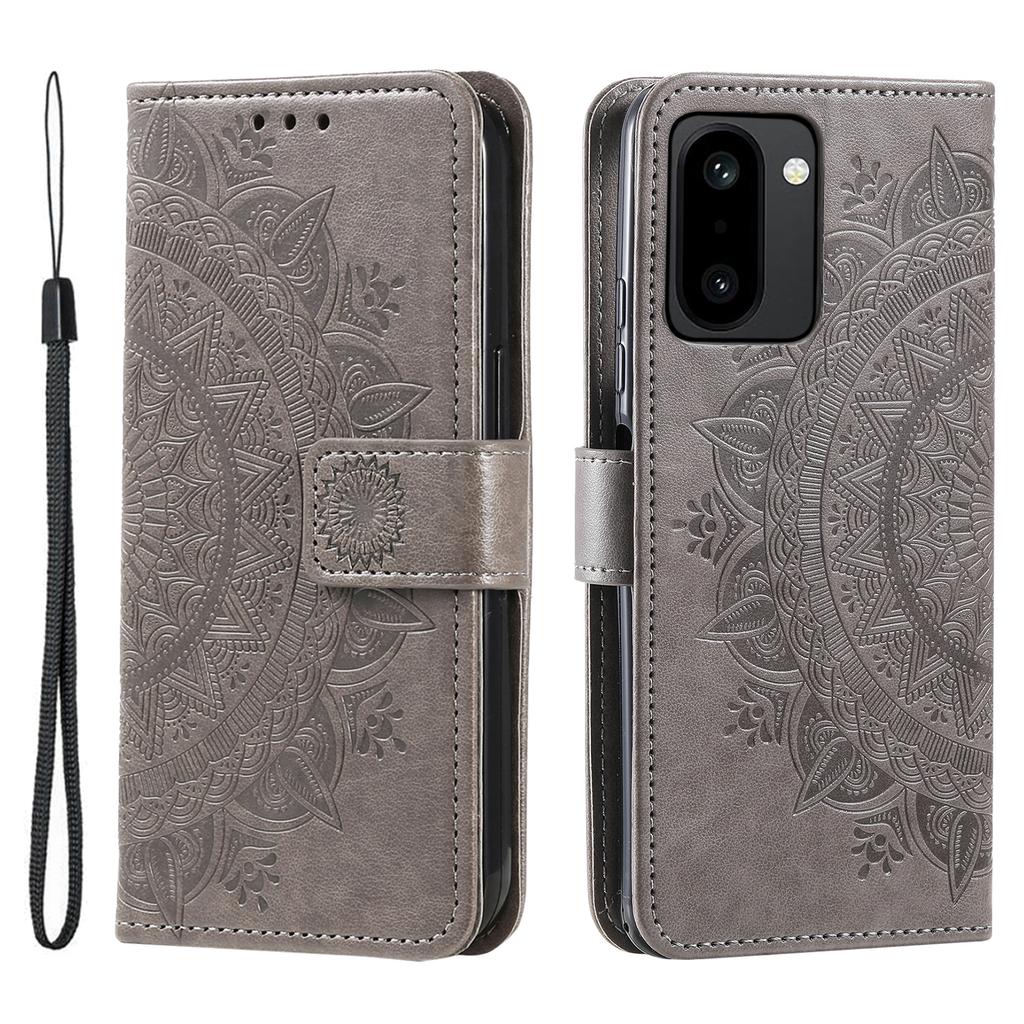 For OnePlus 15R 5G Stand Case Imprinted Totem PU Leather Wallet Phone Cover with Wrist Strap