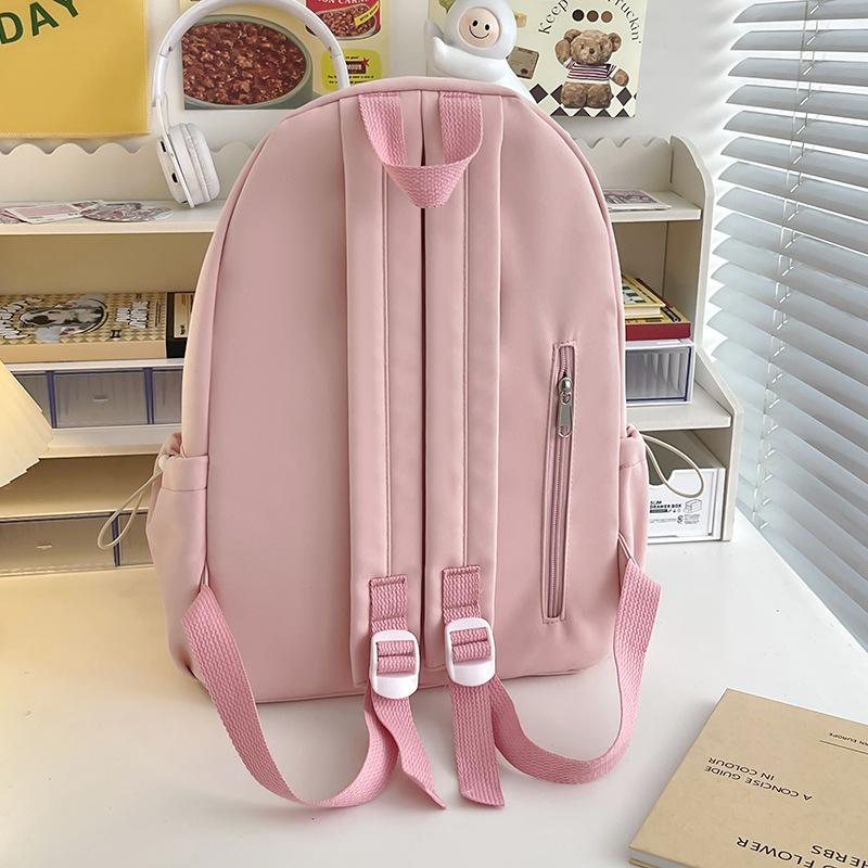 Mochila de Alto Valor para Estudiantes Universitarios Versátil Color Sólido Simple Estudiantes de Secundaria Versión Coreana Ins Mochila de Chica del Bosque