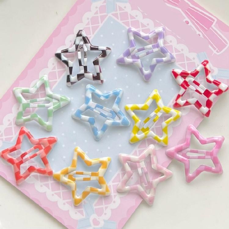 10lots Eye Catching Lattice Star Hairpin Children Cartoon Unisex Hair Clip for Enhancing Hairstyles In Various Settings