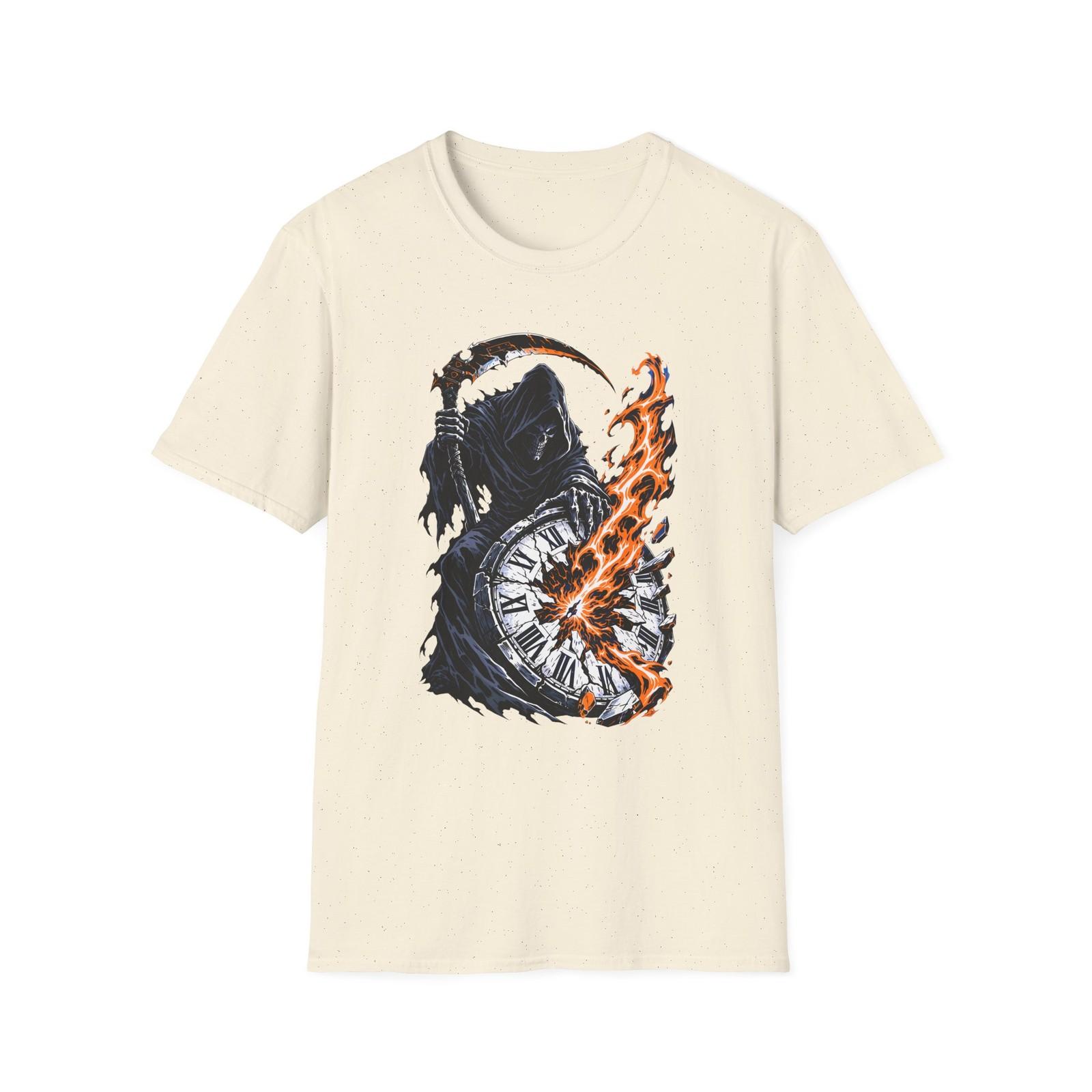Grim Reaper Gothic Horror Time Ruins Broken Clock Unisex Softstyle T-Shirt S