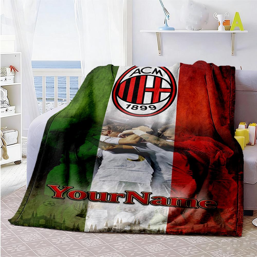 Ac Milan Customize Your Name Blanket Lightweight Customizable Blanket Warmthful Decor Suitable for Office Bedding Picnics Sofa Four Seasons Universal