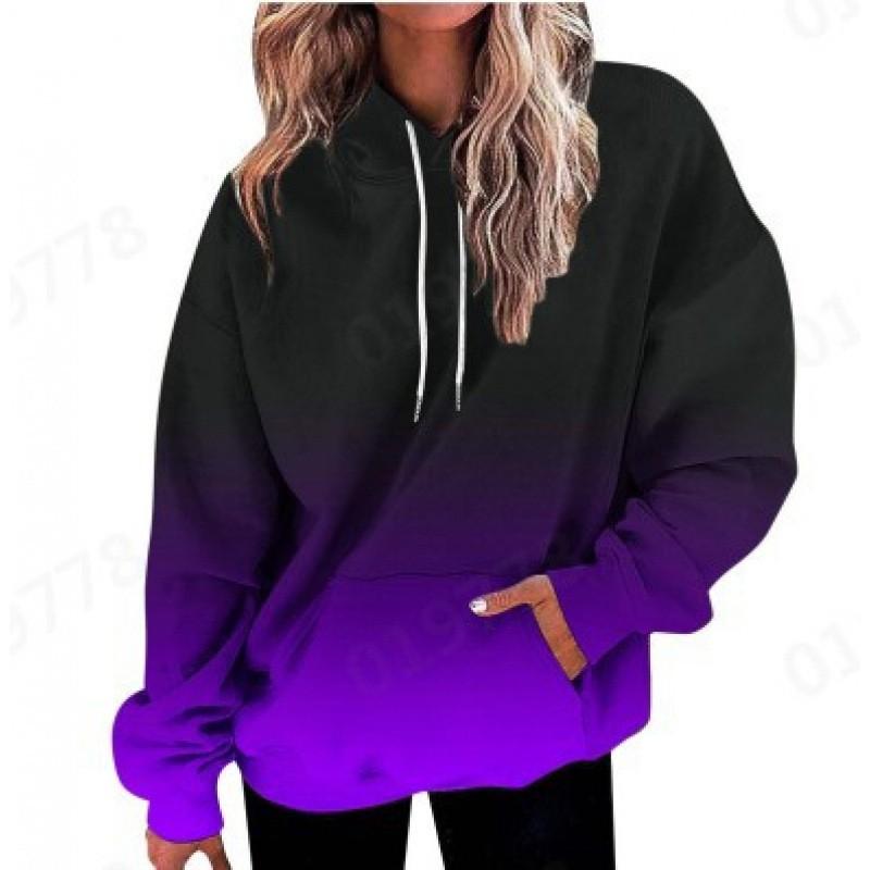 Womens Oversized Hooded Sweatshirt With 3D Print Graphic Loose Fit Long Sleeve Casual Top In Vintage Tie-Dye Style