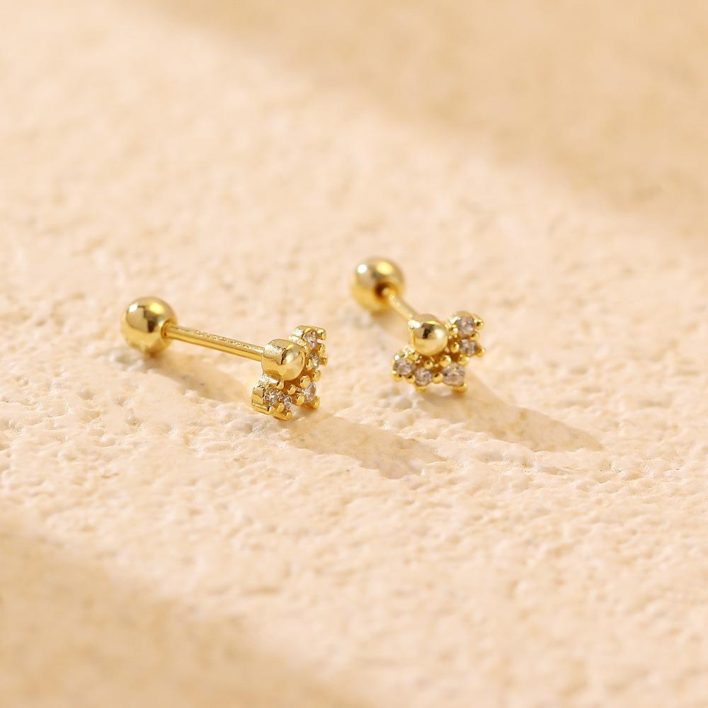 Exquisite S925 Sterling Silver Cartilage Earring with Small Screw Back, Personalized Niche Design