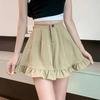 Women's Summer Khaki Pleated High-Waisted Wide-Leg A-Line Pants