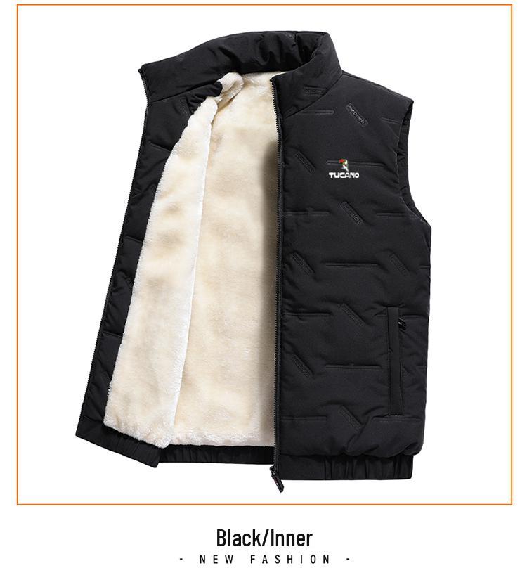 Varm Förtjockad Dunjacka för Herrar - Höst/Vinter Ärmlös Jacka, Med Sammet, Stora Storlekar Finns.