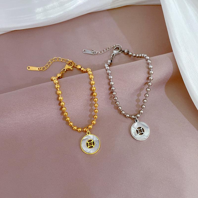 Dongmen Personalized Ring Shell Coin Round Bead Bracelet Female Retro Girlfriend