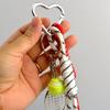 Elegant Color Panel Tennis Keychain Charm For Bags Access Modern Couple Gift Permanent Mixture Rope Thin Addition