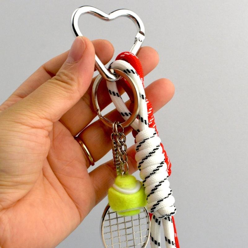 Elegant Color Panel Tennis Keychain Charm For Bags Access Modern Couple Gift Permanent Mixture Rope Thin Addition