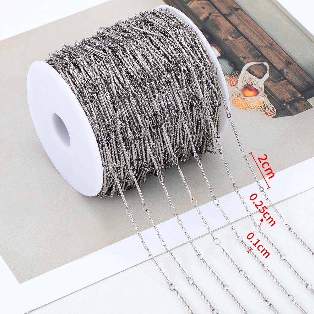 No Fade 1meter Stainless Steel Spiral Twist Stick Link Chain Wave Metal Chain for DIY Necklaces Bracelet Jewelry Making Findings