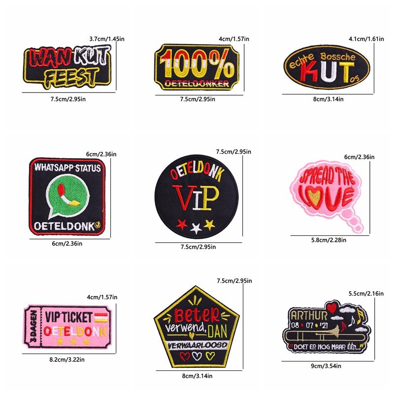 10pcs /Lots Netherland Oeteldonk Emblem Full Embroidered Patches Carnival For Netherland Patch Iron On Patches For Clothing Diy 