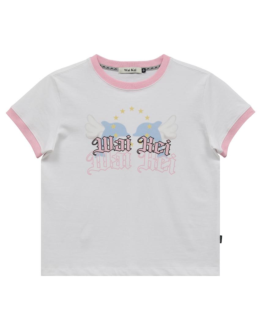 WAIKEI Angel Dolphin Short Sleeve T-Shirt White
