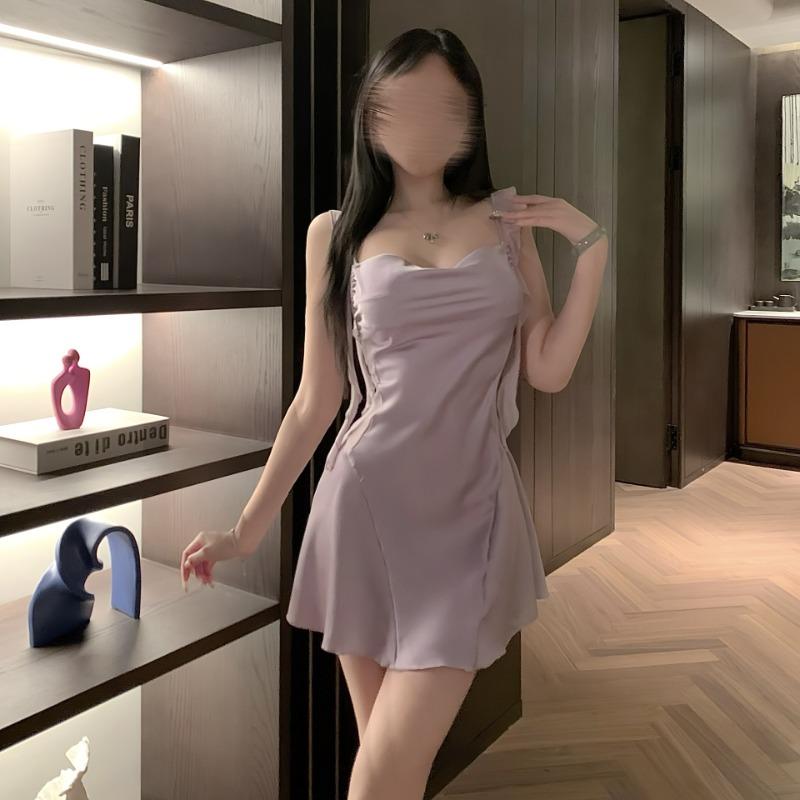 Sex underwear girl suspender dress nightclub new sexy slim nightdress home satin uniform qqny woman