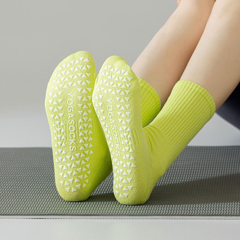 Women's Non-Slip Mid-Calf Yoga and Dance Socks - Sweat-Absorbent Indoor Fitness Socks