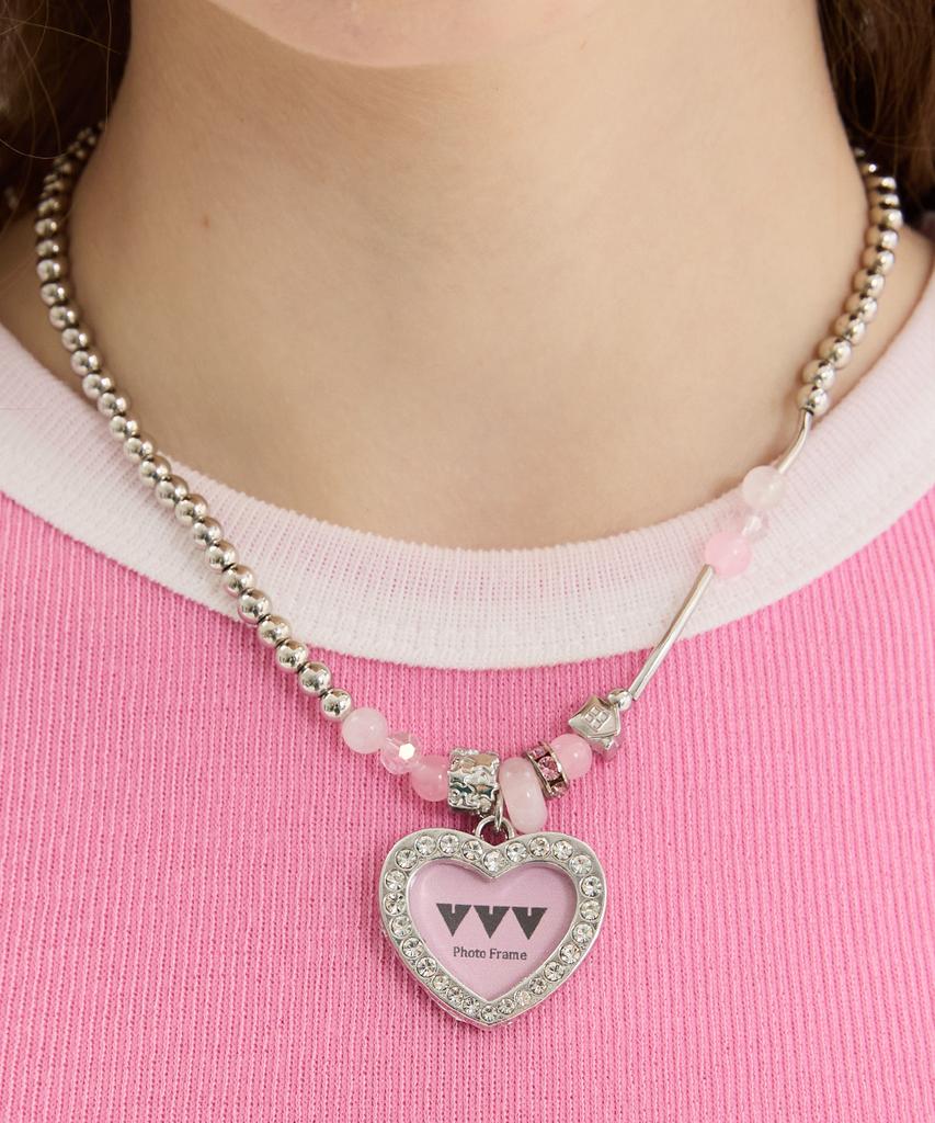 Vvv Pop Star Cubic Heart Bead Surgical Necklace