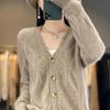 Women's Diamond Knit Wool Cardigan - Thick, Casual, Cable Knit Sweater for Autumn/Winter 2023, Loose-Fit and Versatile.
