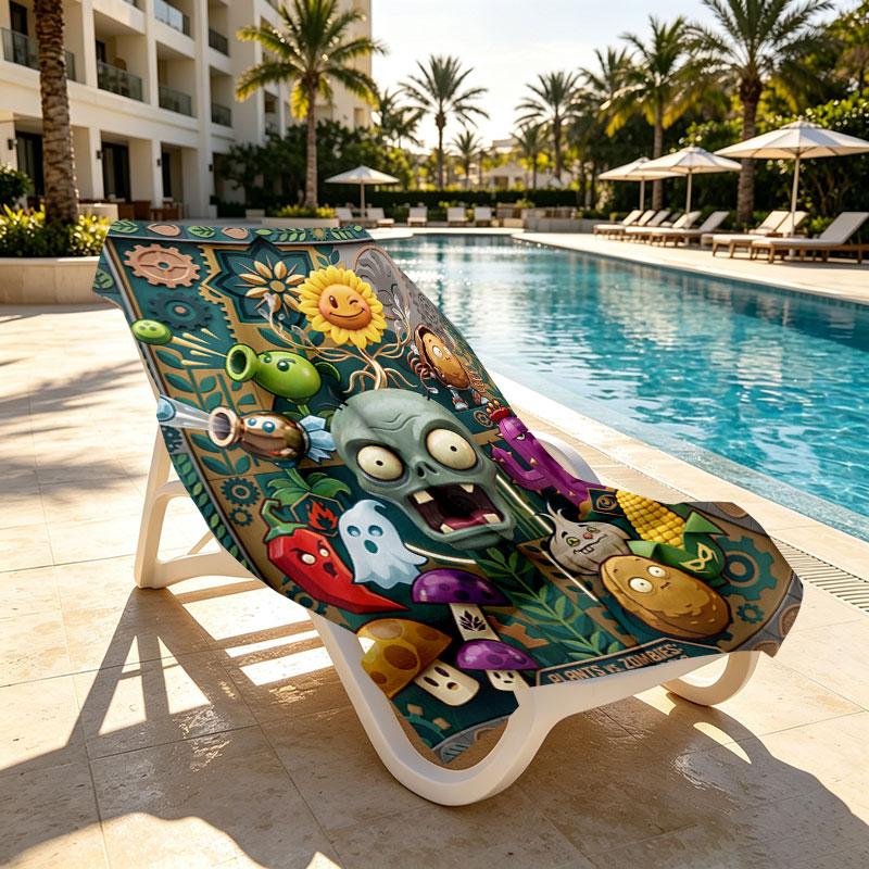Plants VS Zombies Print Beach Towel Design, Soft, Lightweight. for Home Bathroom, Spa, Pool, Yoga, Surfing, Camping, Gift for Family, Friend