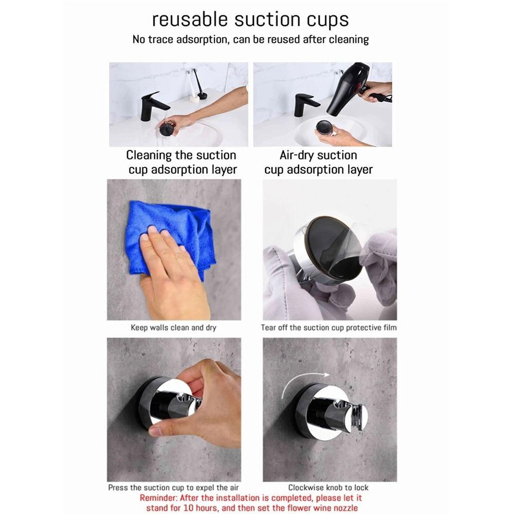 Adjustable Shower Head Holder No Punching Shower Fixed Base Suction Cup Shower Bracket  Kitchen