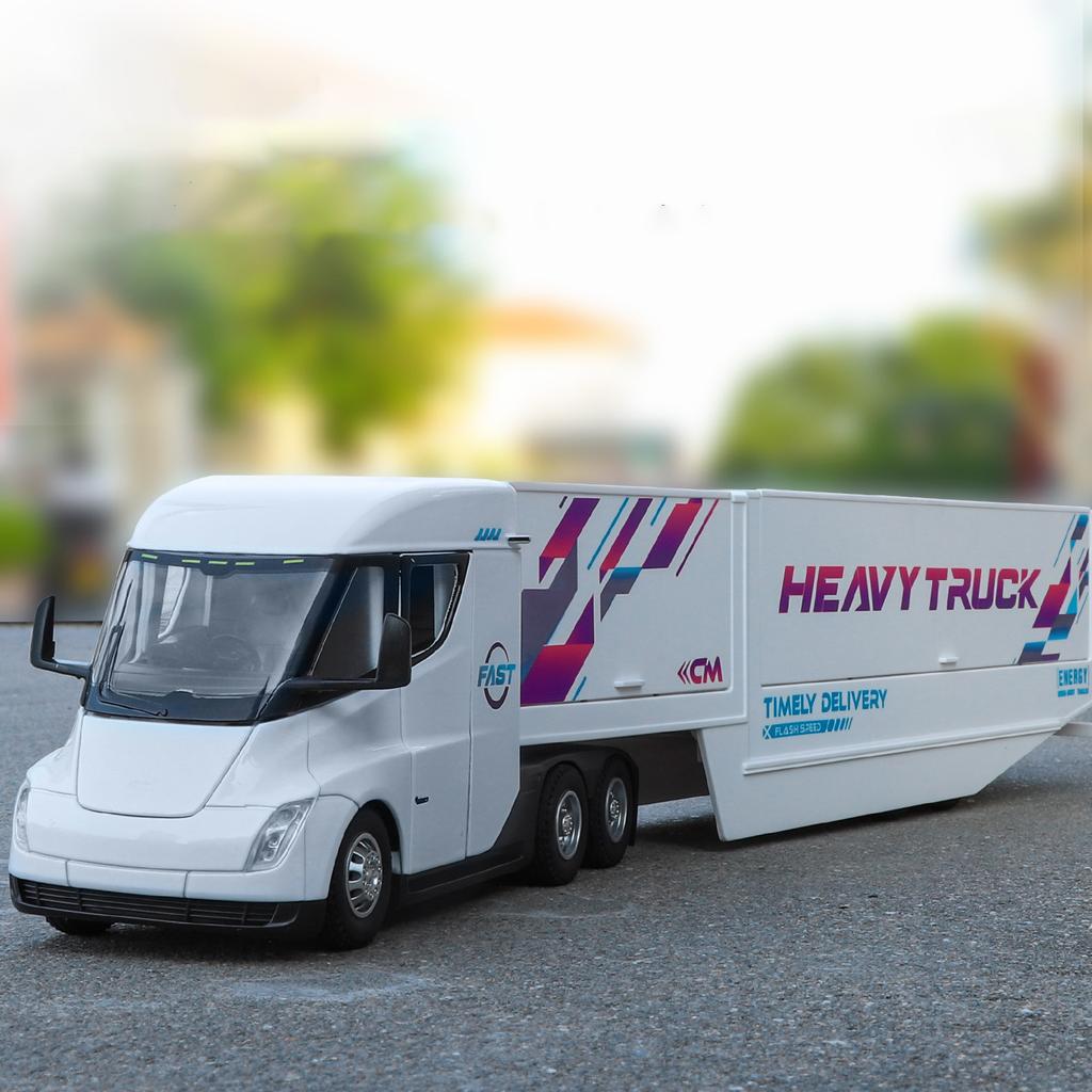 1/32 Semi Container Truck Transport Vehicle Truck Alloy Toy Car Model Sound and Light Children's Toy Collectibles Gift