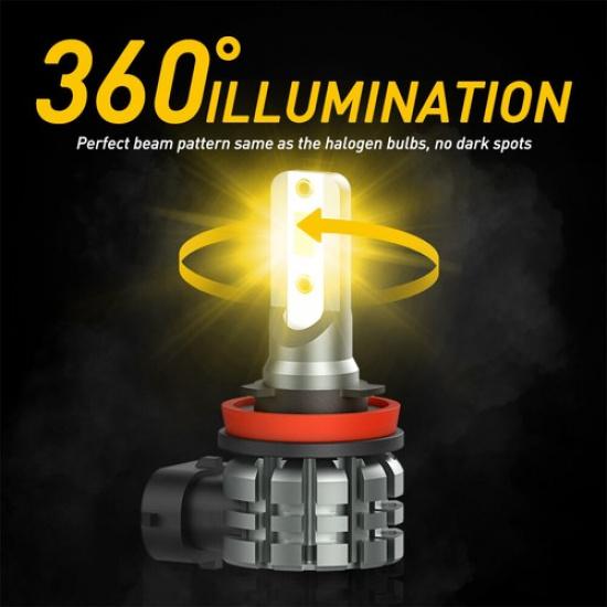 AUXITO H8 H11 H16 LED Fog Light DRL Driving Bulb 4000LM Yellow Super Bright L3 A