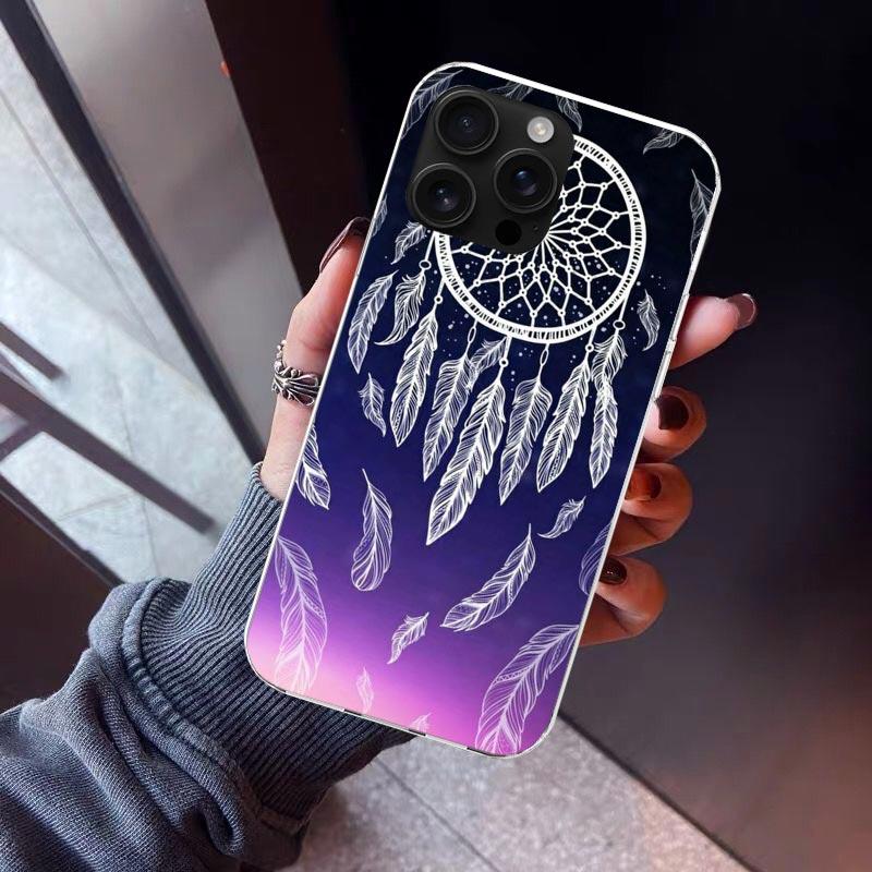 Retro Feather Dreamcatcher Phone Case For iPhone 17 Air 16 15 Pro Max 14 Plus 13 Mini 12 11 Cover 7 8 SE Silicone Shell Print Fu