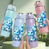 1PC Blue Balloon Birthday Theme Print 750ml Color Plastic Sports Water Bottle Leakproof Flip Straw Lid Suitable for Sports Office Home Use