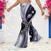Women High Waist Large Size Printed Full Length Flared Pants