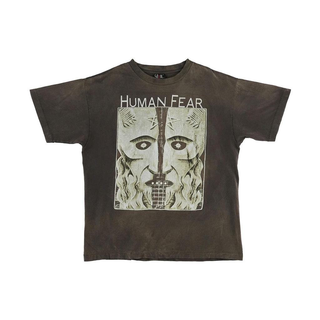 Saint Mxxxxxx Human Fear T-Shirt Vintage Black Men Streetwear SM-S22-0000-011