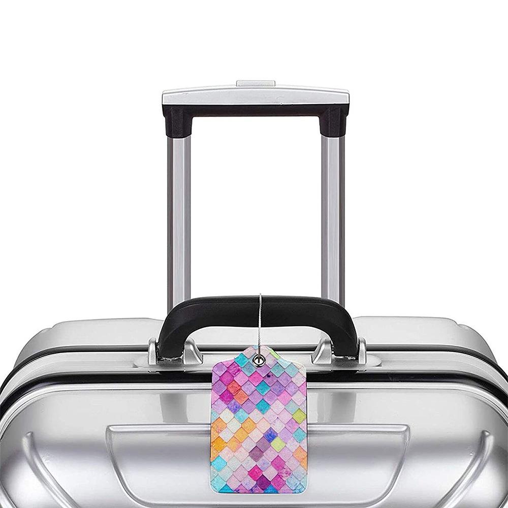 Stylish Printed Leather Luggage & ID Tag Set