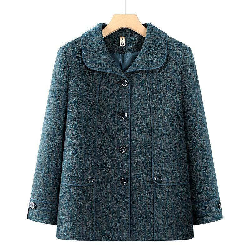 

Пиджак с лацканами для женской осенне-зимней одежды, возраст 0 пожилая женщина, свекровь на одежде 5XL (recommended 145-80 kg) зелёный