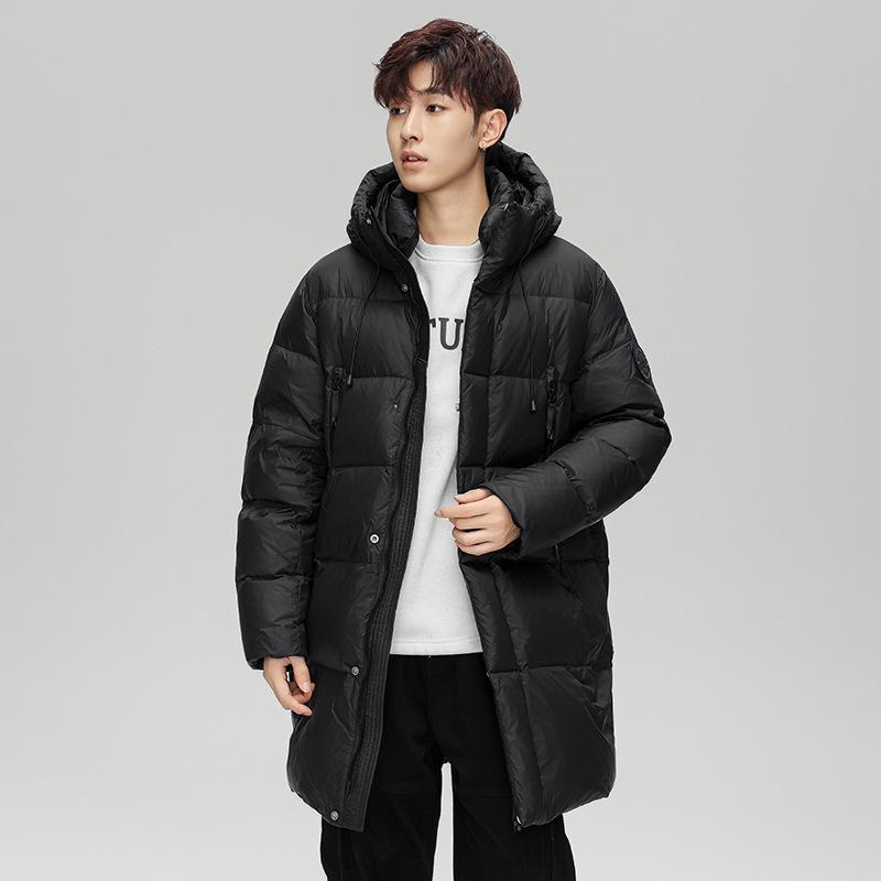 2025 Herren Dicke Warme Mittellange Winter Daunenjacke mit Kapuze - 90% Weiße Entendaunen, Partnerlook