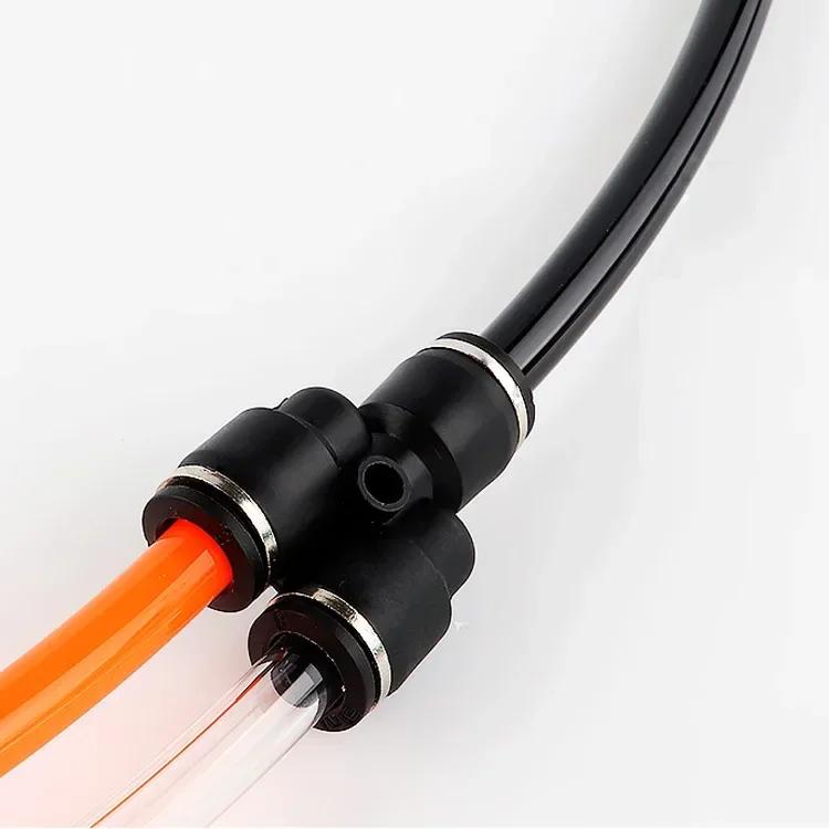 4 6 8 10 12 14 16mm PY PW Black Y-type Three Ways Pneumatic Air Fitting Quick Push To Connect Quick Release Variable 14-12 6-4