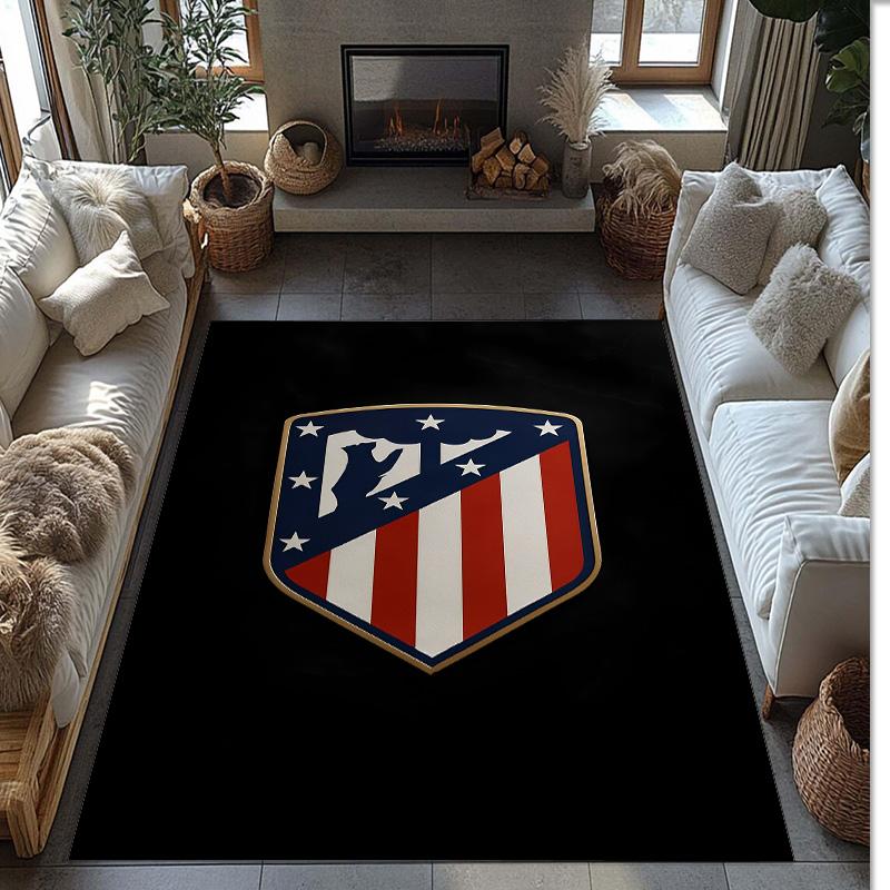 Atletico Madrid Theme rug Soft Crystal Velvet Area Rug Non-Slip Floor Carpet for Living Room Bedroom Nursery