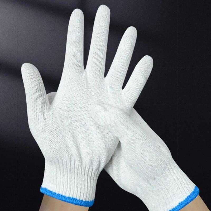 Durable And Safe 24Pcs Protective Gloves Cotton Thread Gloves Work Thick Nylon White Yarn Wear Resistant Cotton Thread Gloves