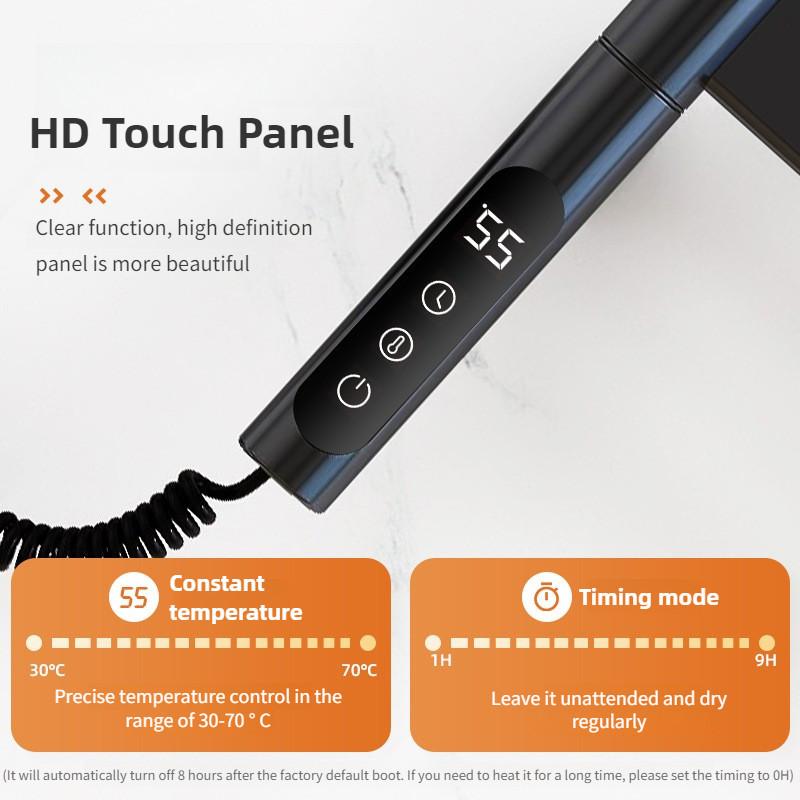 Wall Mounted Rotating Electric Heating Towel Bar Home Bathroom Intelligent Constant Temperature Drying Towel Rack