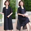 Summer Short Sleeve Two-Piece Slimming Dress for Middle-Aged and Elderly Women