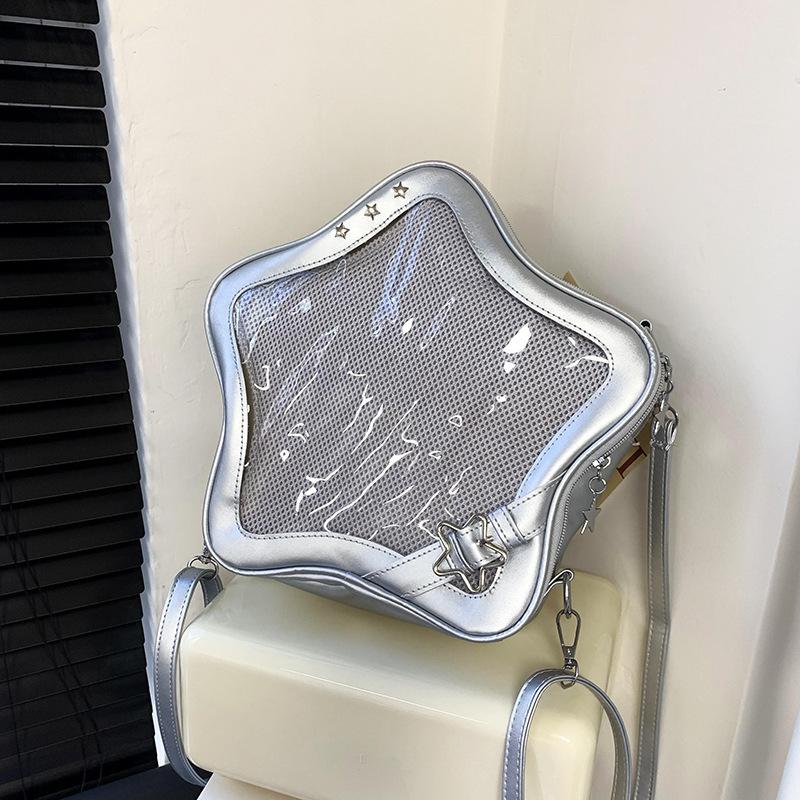 

Сумка рюкзаки популярная прозрачная школьная сумка для женщин Sweet Chic Star Crossbody сумка дисплей мини рюкзак серебряный