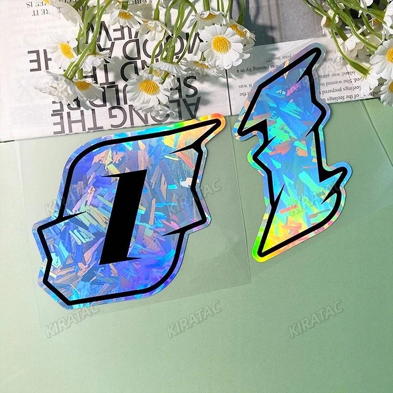 1PC 0 To 9 Arabic Numerals Holographic Carbon Fiber Motorcycle Stickers Waterproof Motorbike Front Fairing Scooter Vinyl Decals