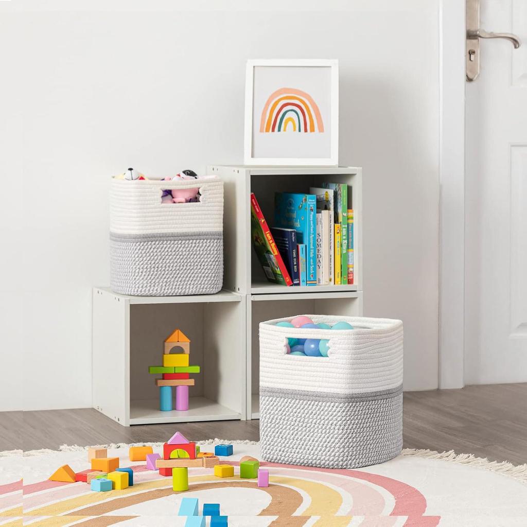 Large Capacity Woven Cotton Laundry Hamper and Storage Basket