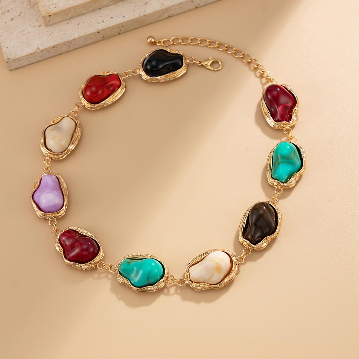 

Vintage Colorful Irregular Geometric Resin Choker Necklace for Women Y2K Jewelry Neck Accessories