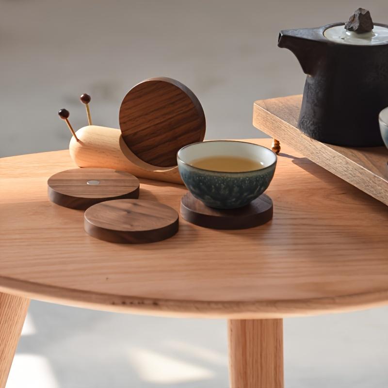 Snail Figurine Decoration - Charming Black Walnut Snail Coaster - Heat-Resistant, Home Decor Tea & Coffee Cup Mat,Decorative Mat