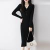Dame Genser Kjole 100 % Ull MODERN NEW SAGA V-hals Strikk Lang Pullover Vintergensere Ull Lang Kjole Dame