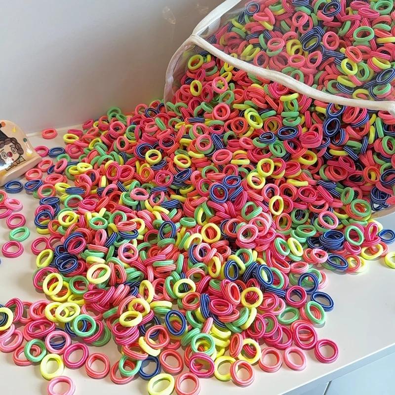 20/50/100Pcs Colorful Basic Nylon Ealstic Hair Ties for Girls Ponytail Hold Scrunchie Rubber Band Kid Fashion Hair Accessories