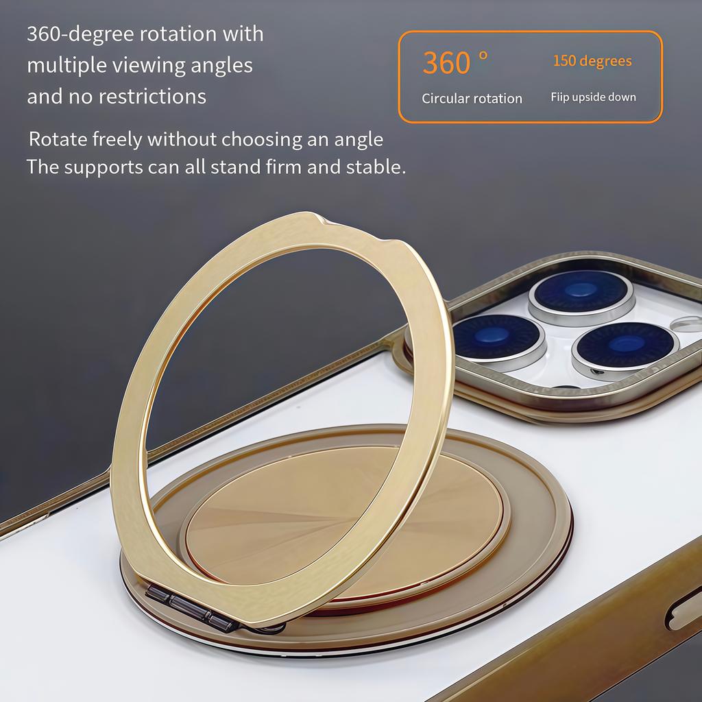 For iPhone 14/13 Magnetic Case Acrylic TPU Phone Back Cover with Kickstand