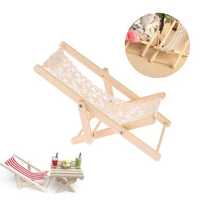 1/2pcs 1/12 Dollhouse Miniature Beach Lounge Deck Chair Model Toys Decoration Dolls House Mini Furniture Accessories