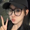 Korea Retro Big Black Glasses Frame Women Lovely Ins No Makeup Plain Glasses Men Eyewear Cute Decorative Computer Glasses