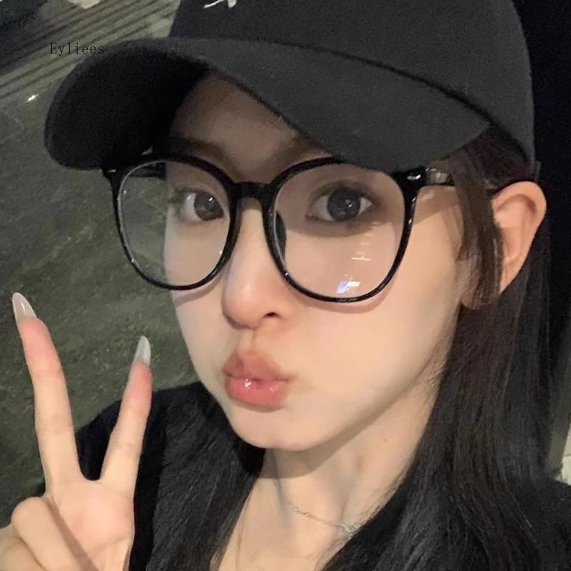 Korea Retro Big Black Glasses Frame Women Lovely Ins No Makeup Plain Glasses Men Eyewear Cute Decorative Computer Glasses